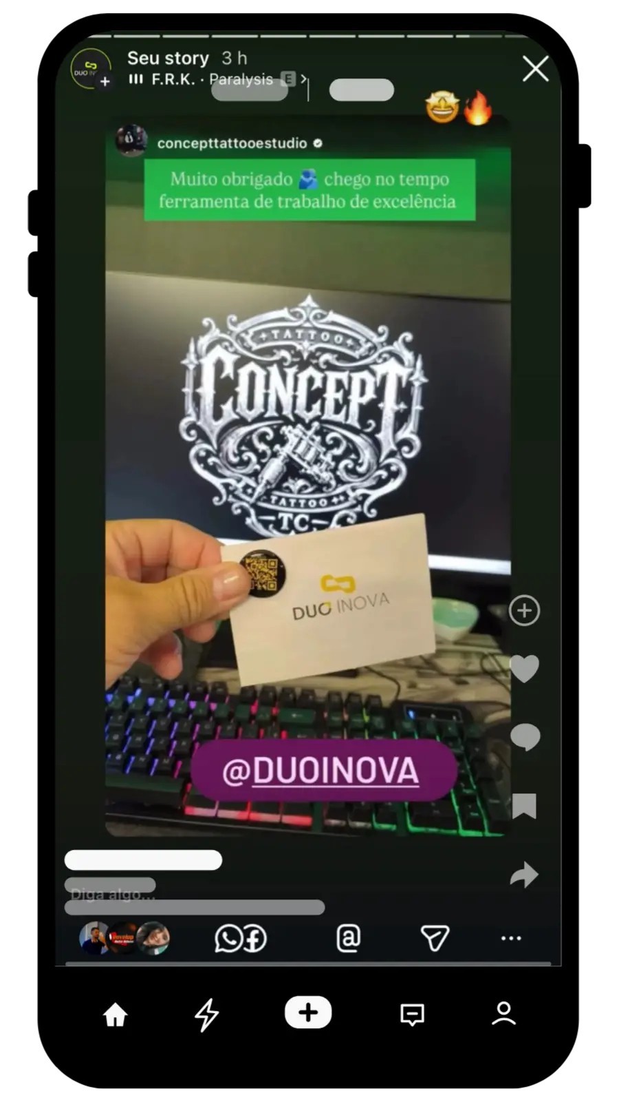 Cartão NFC personalizado do Concept Tattoo Studio com QR Code e logo Duo Inova
